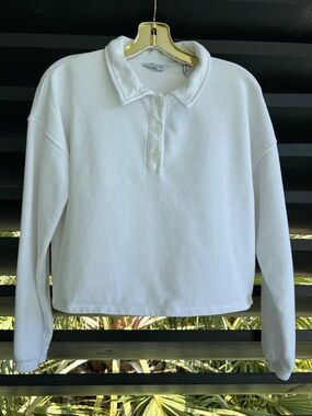 Peloton White Polo Collar Sweatshirt